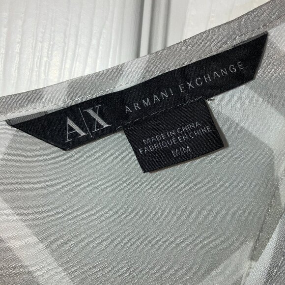 Armani Exchange: Grey and white geometric top (size M) - Picture 5 of 6